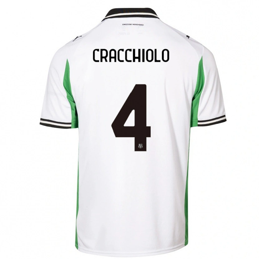 Danxen Hombre Camiseta Leonardo Cracchiolo #4 Blanco Verde Negro 2ª Equipación 2025/26 La Camisa