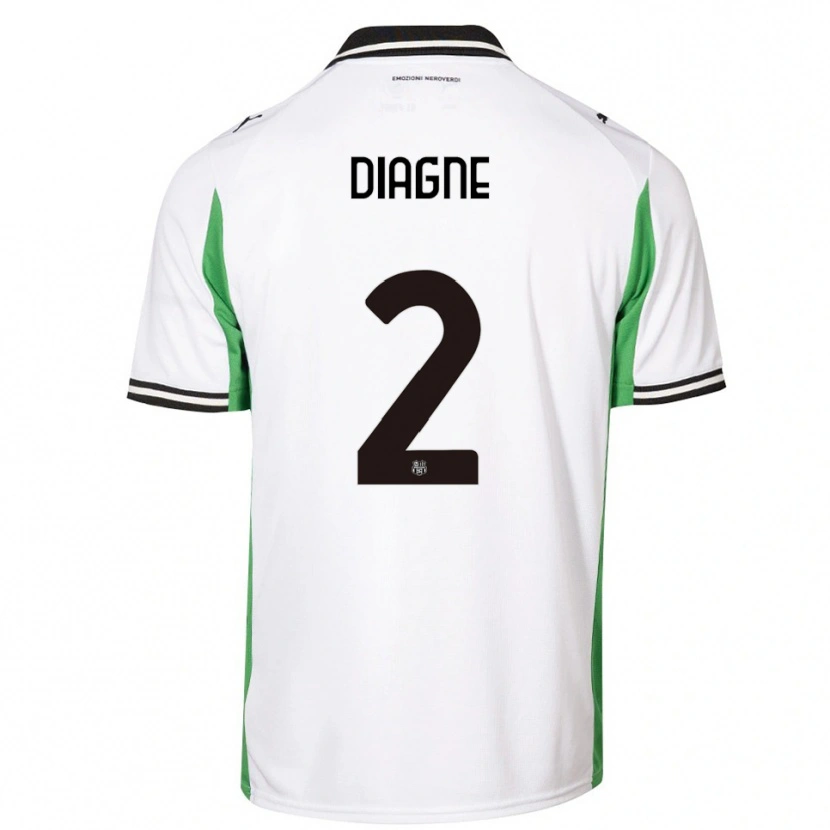 Danxen Hombre Camiseta Fallou Diagne #2 Blanco Verde Negro 2ª Equipación 2025/26 La Camisa