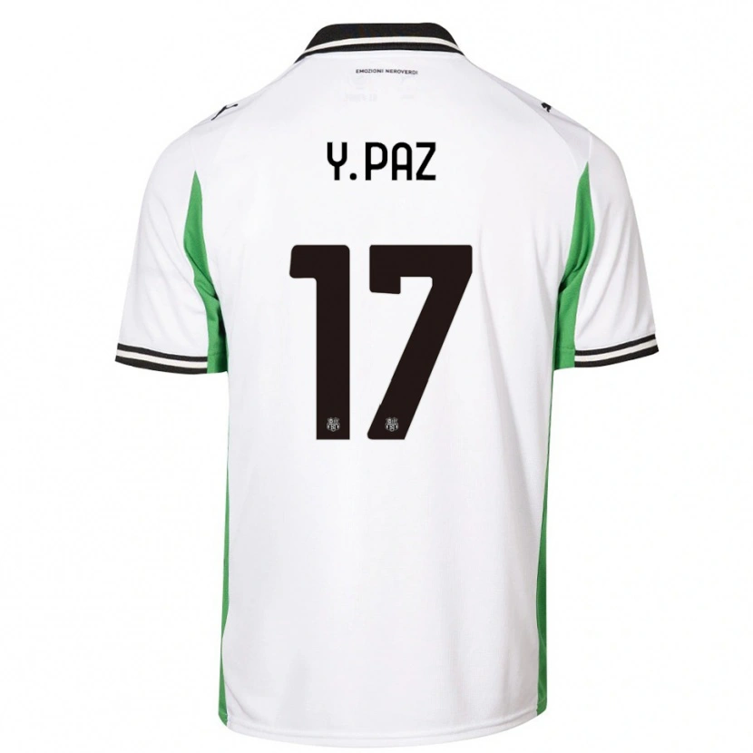 Danxen Hombre Camiseta Yeferson Paz #17 Blanco Verde Negro 2ª Equipación 2025/26 La Camisa