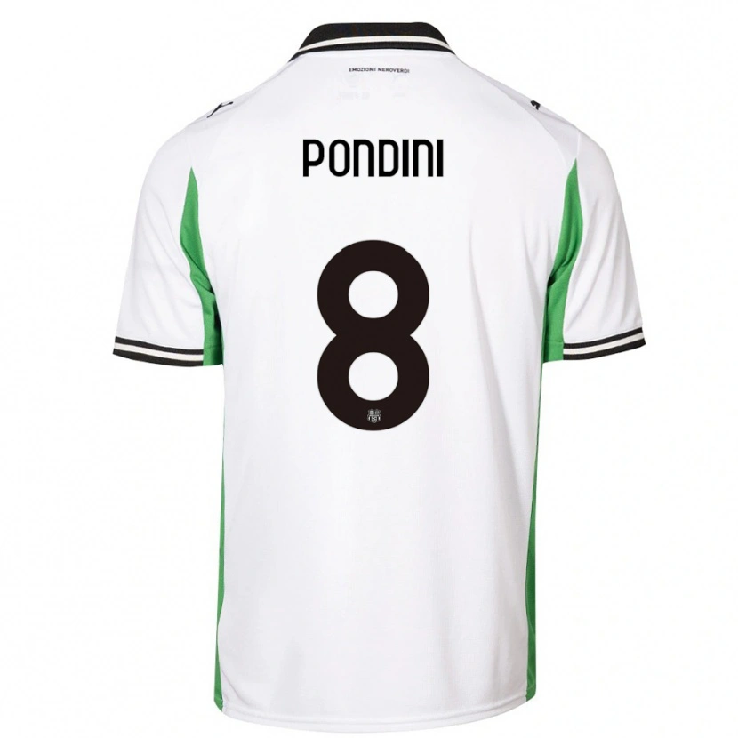 Danxen Hombre Camiseta Giada Pondini #8 Blanco Verde Negro 2ª Equipación 2025/26 La Camisa