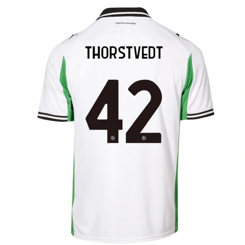 Danxen Hombre Camiseta Kristian Thorstvedt #42 Blanco Verde Negro 2ª Equipación 2025/26 La Camisa