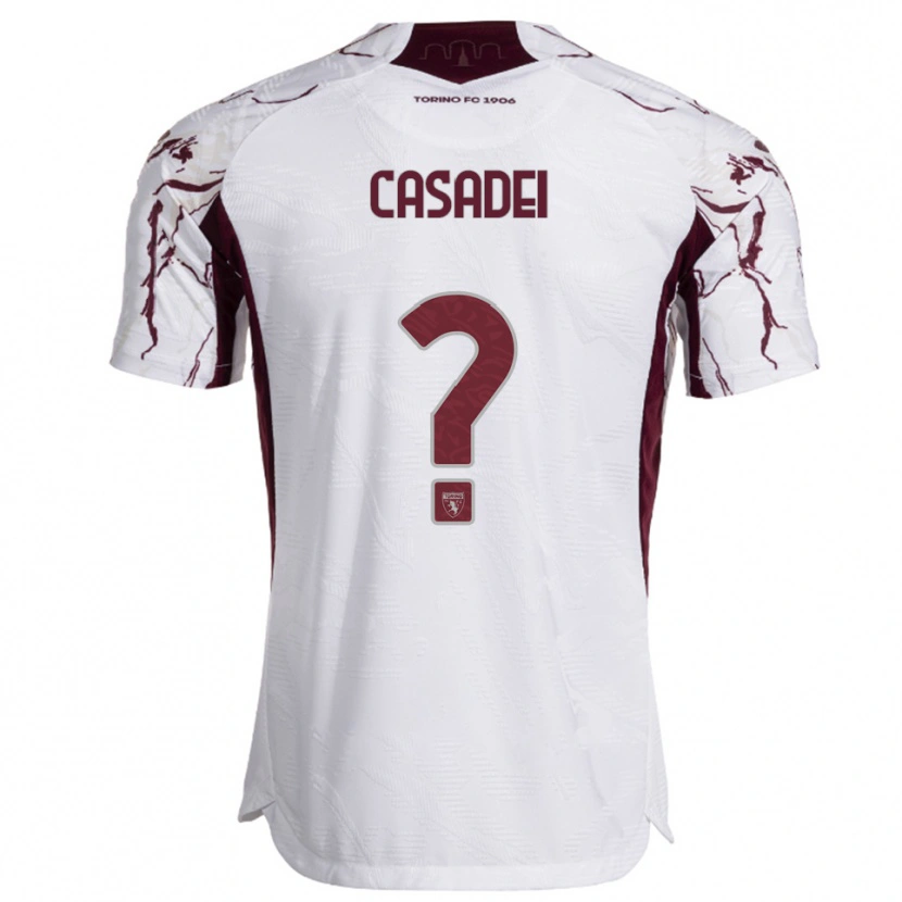 Danxen Hombre Camiseta Edoardo Casadei #0 Blanco Borgoña 2ª Equipación 2025/26 La Camisa