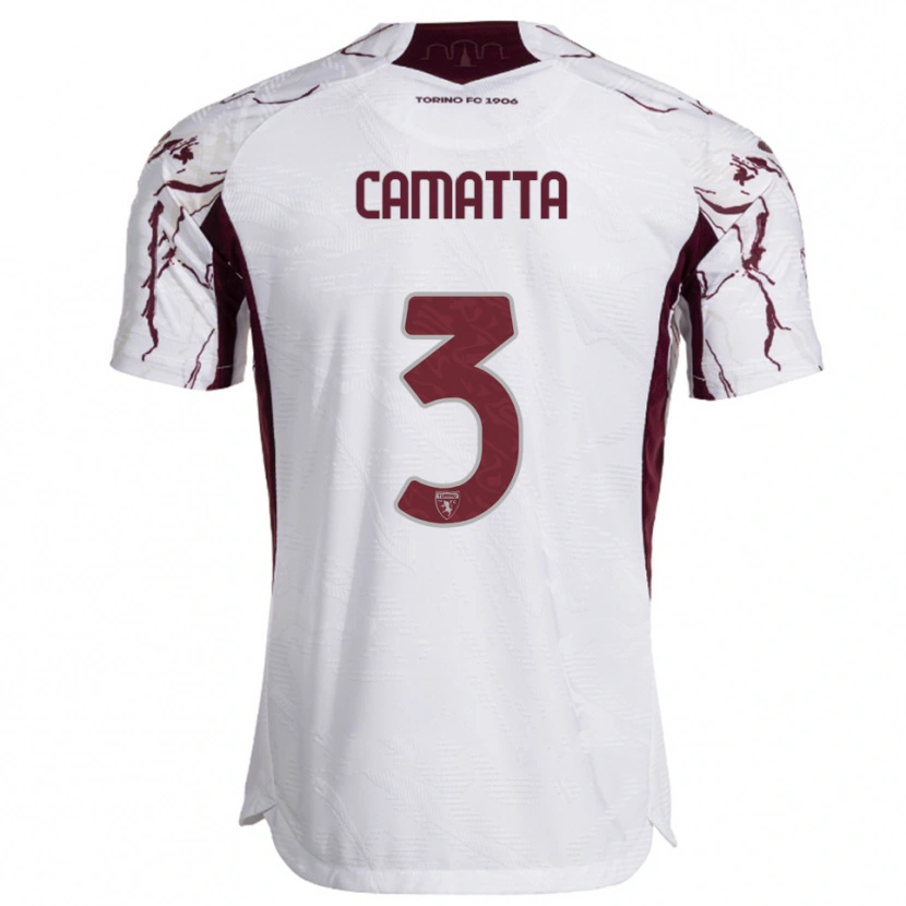 Danxen Hombre Camiseta Alessandro Camatta #3 Blanco Borgoña 2ª Equipación 2025/26 La Camisa