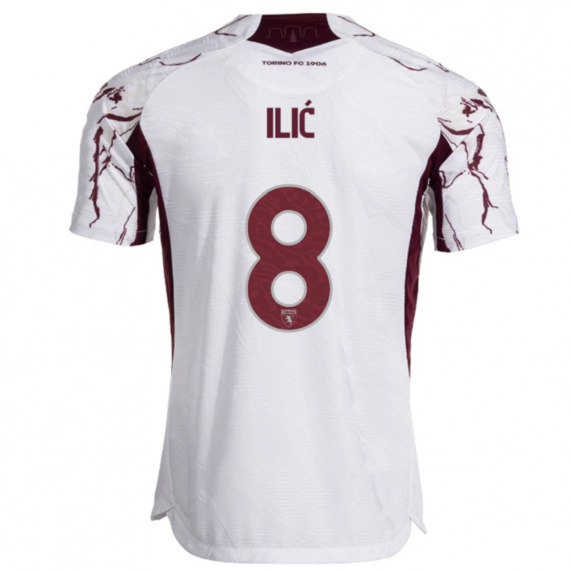 Danxen Hombre Camiseta Ivan Ilić #8 Blanco Borgoña 2ª Equipación 2025/26 La Camisa