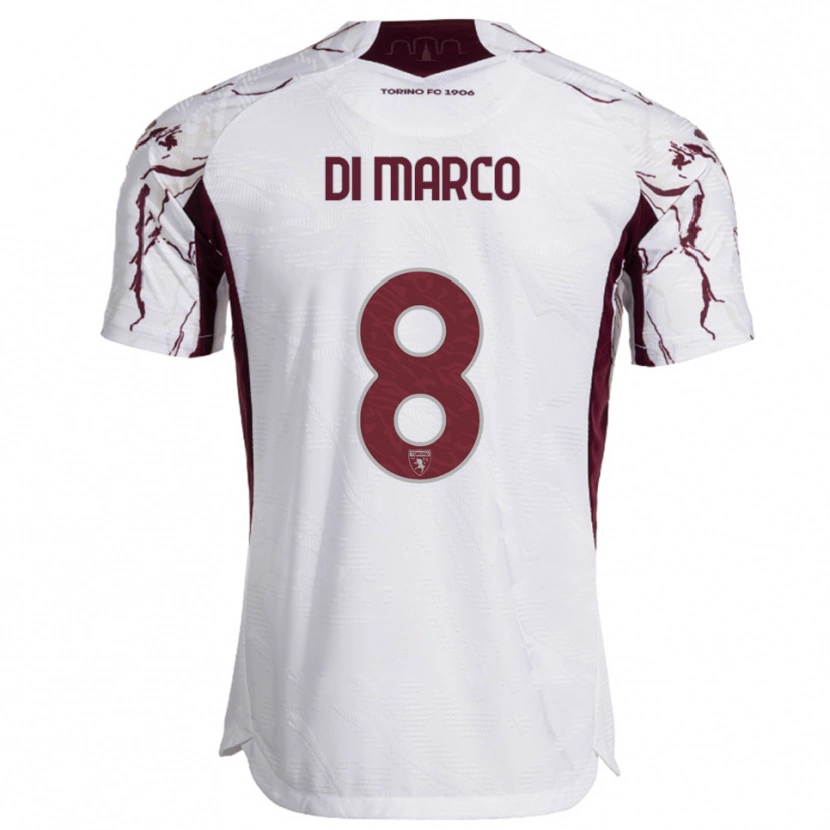 Danxen Hombre Camiseta Tommaso Di Marco #8 Blanco Borgoña 2ª Equipación 2025/26 La Camisa