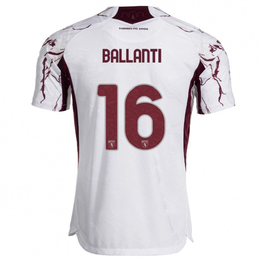 Danxen Hombre Camiseta Andrea Ballanti #16 Blanco Borgoña 2ª Equipación 2025/26 La Camisa