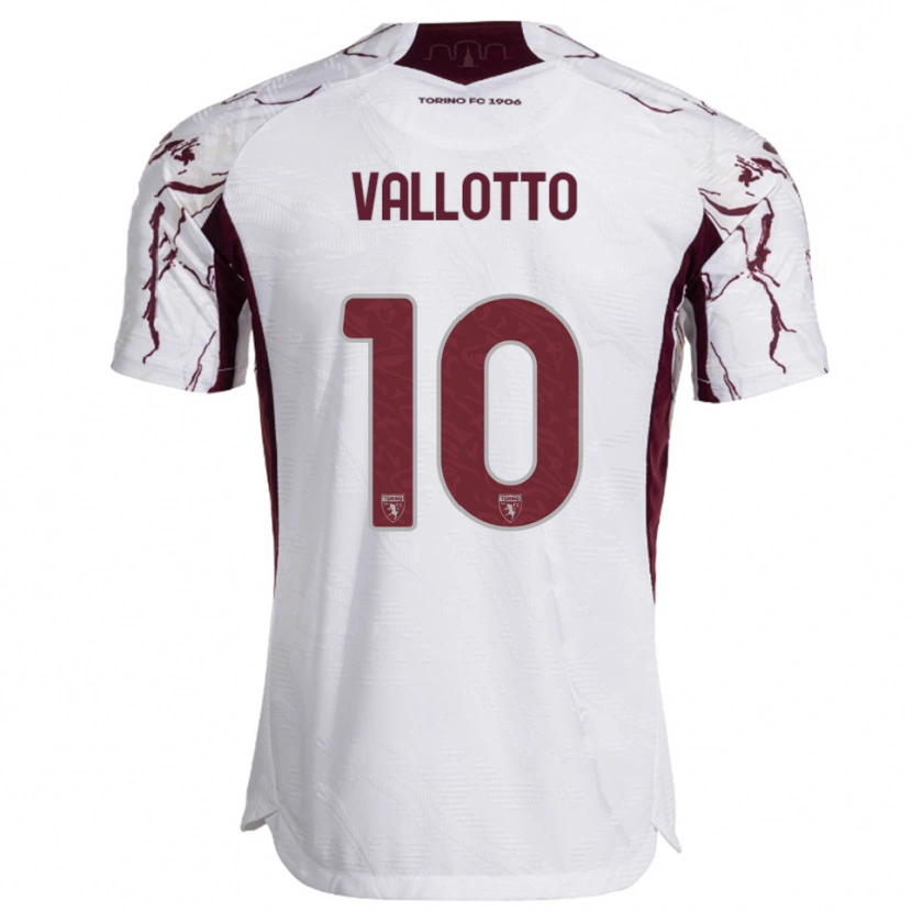 Danxen Hombre Camiseta Greta Vallotto #10 Blanco Borgoña 2ª Equipación 2025/26 La Camisa