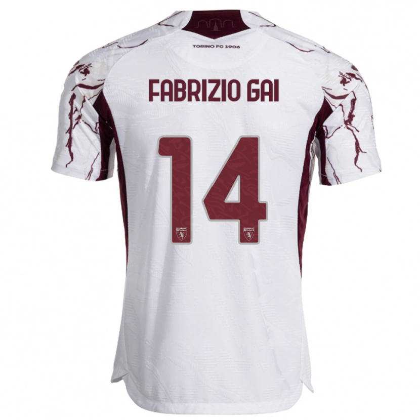 Danxen Hombre Camiseta Fabrizio Gai #14 Blanco Borgoña 2ª Equipación 2025/26 La Camisa