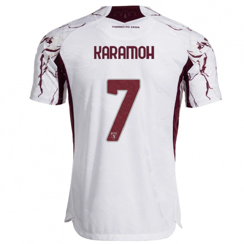 Danxen Hombre Camiseta Yann Karamoh #7 Blanco Borgoña 2ª Equipación 2025/26 La Camisa
