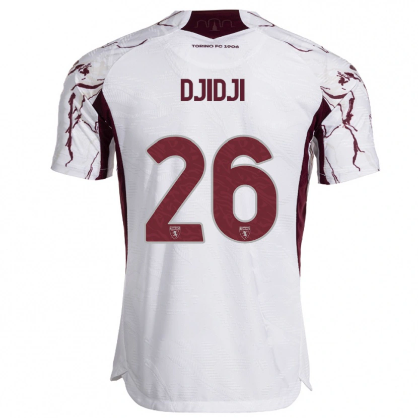 Danxen Hombre Camiseta Koffi Djidji #26 Blanco Borgoña 2ª Equipación 2025/26 La Camisa