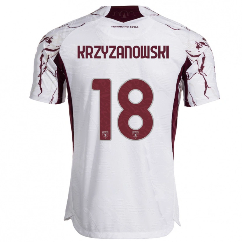Danxen Hombre Camiseta Jakub Krzyzanowski #18 Blanco Borgoña 2ª Equipación 2025/26 La Camisa