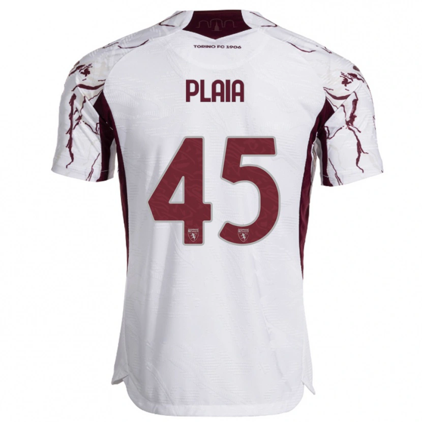 Danxen Hombre Camiseta Francesco Plaia #45 Blanco Borgoña 2ª Equipación 2025/26 La Camisa