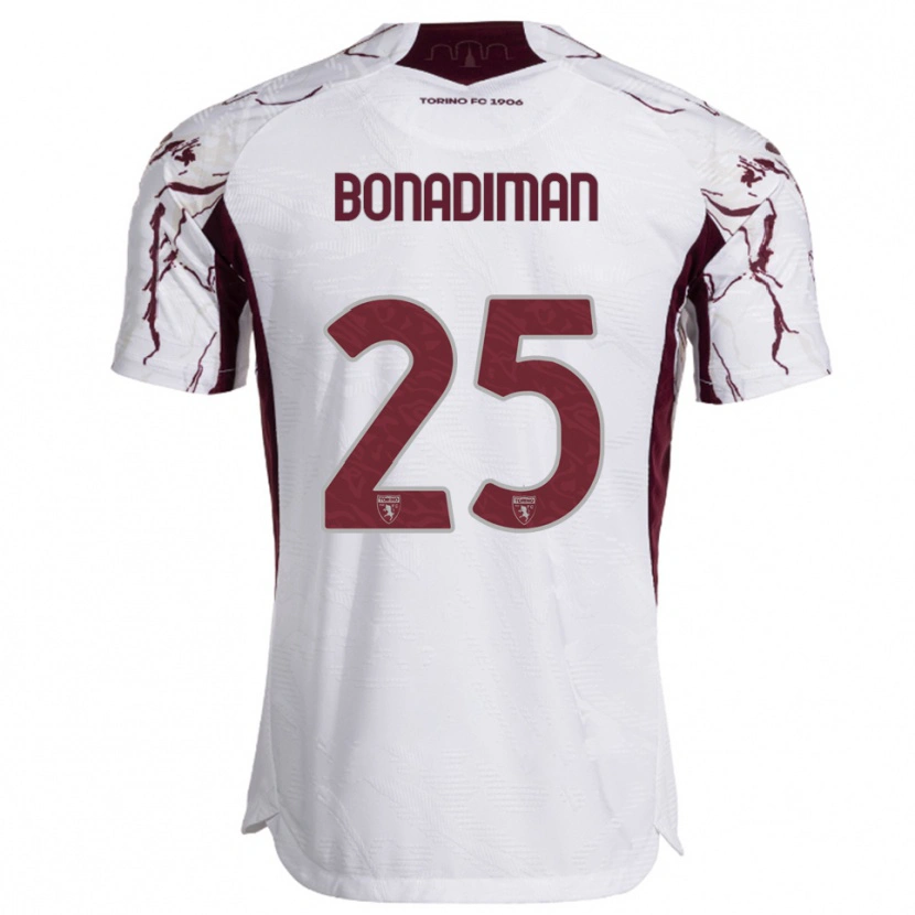 Danxen Hombre Camiseta Matteo Bonadiman #25 Blanco Borgoña 2ª Equipación 2025/26 La Camisa