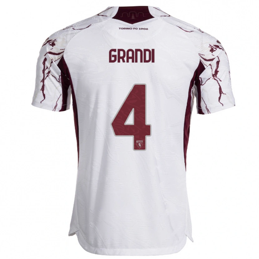Danxen Hombre Camiseta Lorenzo Grandi #4 Blanco Borgoña 2ª Equipación 2025/26 La Camisa