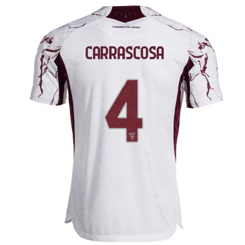 Danxen Hombre Camiseta Manuel Carrascosa #4 Blanco Borgoña 2ª Equipación 2025/26 La Camisa