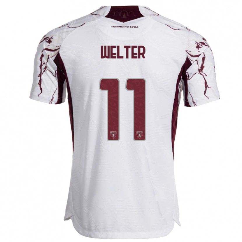 Danxen Hombre Camiseta Francesca Welter #11 Blanco Borgoña 2ª Equipación 2025/26 La Camisa