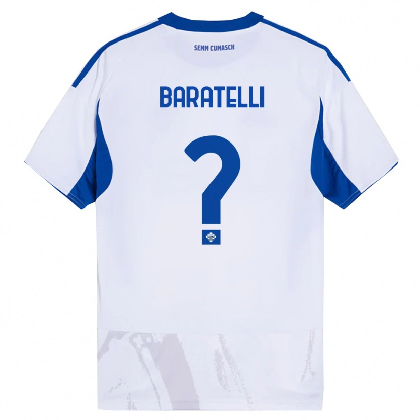 Danxen Hombre Camiseta Mattia Baratelli #0 Blanco Azul 2ª Equipación 2025/26 La Camisa