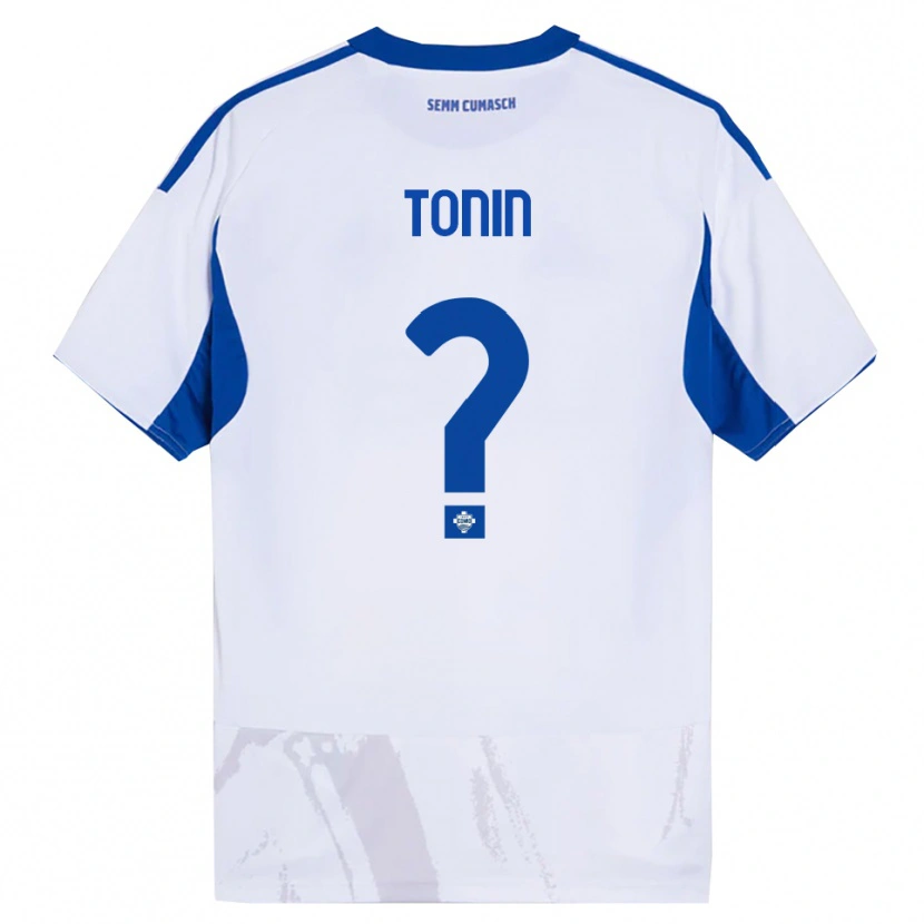 Danxen Hombre Camiseta Andrea Tonin #0 Blanco Azul 2ª Equipación 2025/26 La Camisa