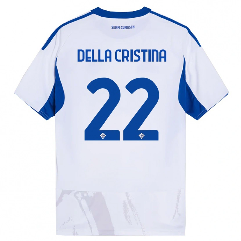 Danxen Hombre Camiseta Stefano Della Cristina #22 Blanco Azul 2ª Equipación 2025/26 La Camisa