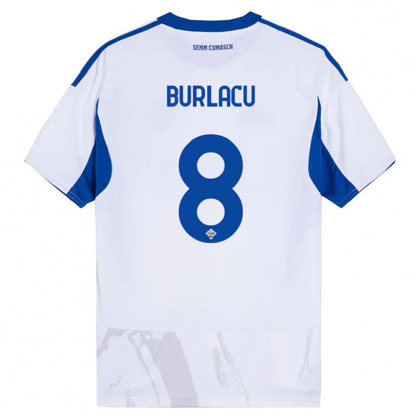 Danxen Hombre Camiseta Sebastian Burlacu #8 Blanco Azul 2ª Equipación 2025/26 La Camisa