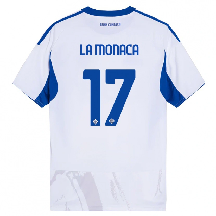 Danxen Hombre Camiseta Michael La Monaca #17 Blanco Azul 2ª Equipación 2025/26 La Camisa
