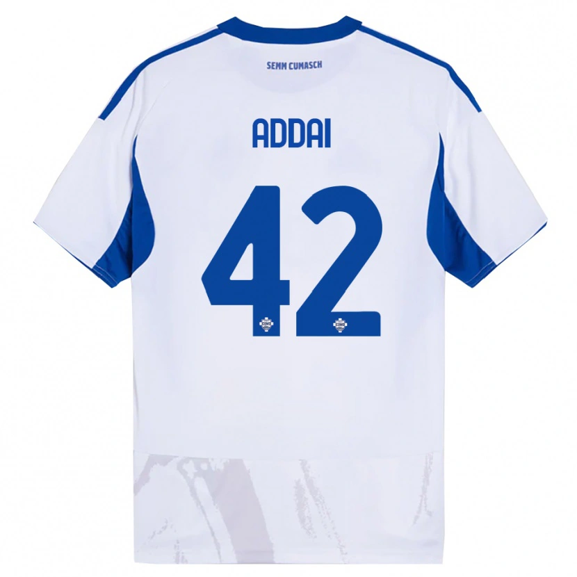 Danxen Hombre Camiseta Jayden Addai #42 Blanco Azul 2ª Equipación 2025/26 La Camisa