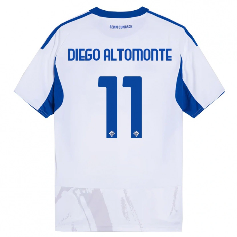 Danxen Hombre Camiseta Thomas Diego Altomonte #11 Blanco Azul 2ª Equipación 2025/26 La Camisa