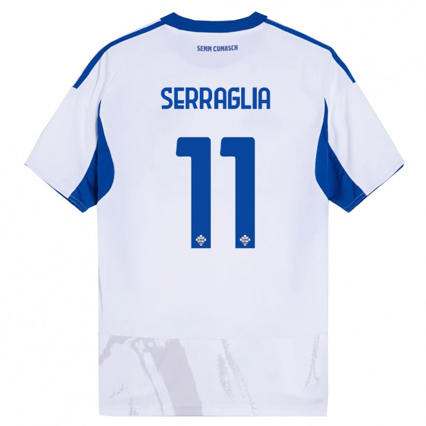 Danxen Hombre Camiseta Lucas Serraglia #11 Blanco Azul 2ª Equipación 2025/26 La Camisa