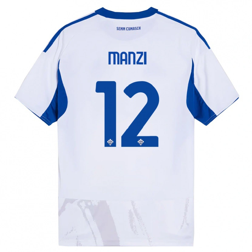 Danxen Hombre Camiseta Federico Manzi #12 Blanco Azul 2ª Equipación 2025/26 La Camisa