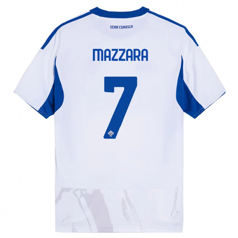 Danxen Hombre Camiseta Cristian Mazzara #7 Blanco Azul 2ª Equipación 2025/26 La Camisa