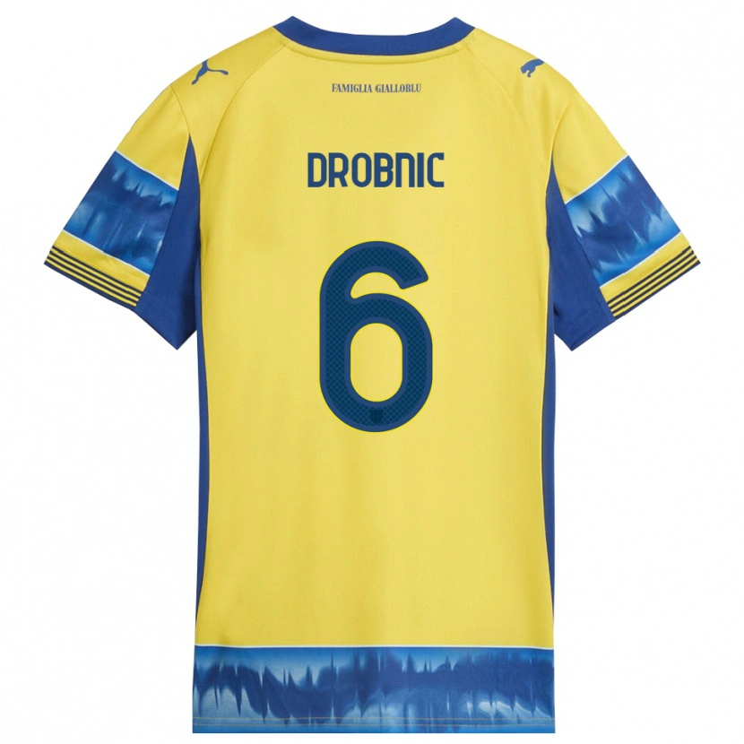 Danxen Hombre Camiseta Dominik Drobnic #6 Amarillo Azul 2ª Equipación 2025/26 La Camisa