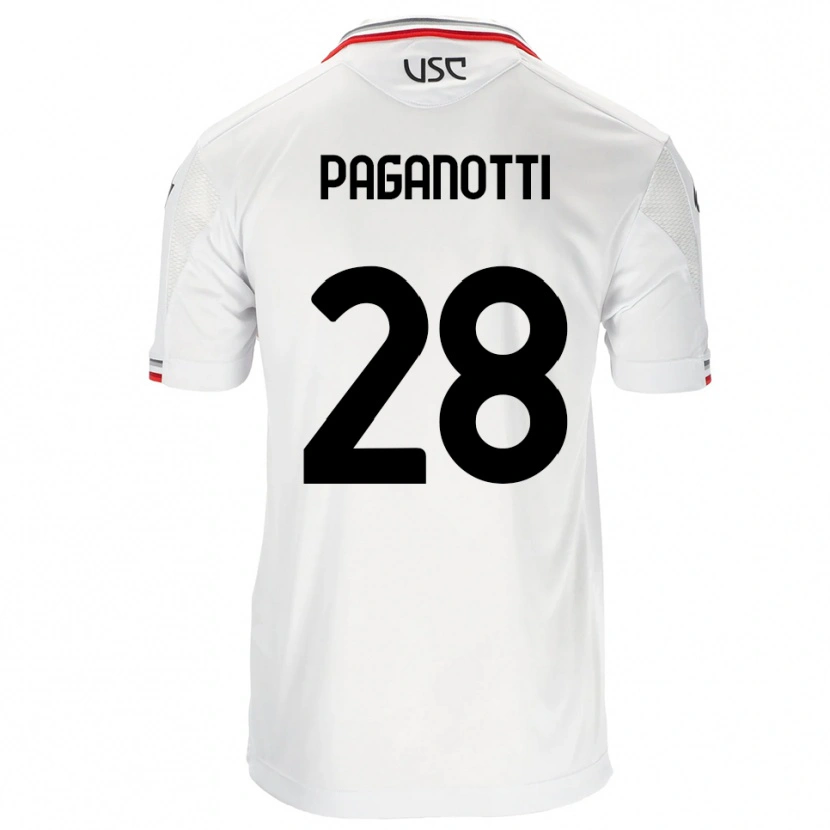 Danxen Hombre Camiseta Michele Paganotti #28 Blanco Rojo 2ª Equipación 2025/26 La Camisa