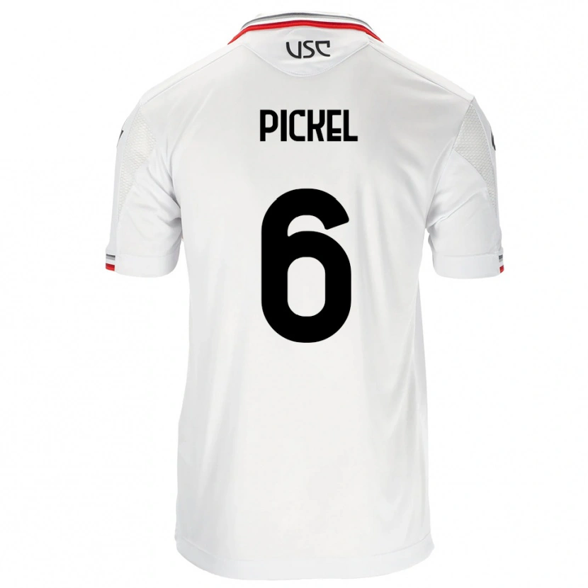 Danxen Hombre Camiseta Charles Pickel #6 Blanco Rojo 2ª Equipación 2025/26 La Camisa