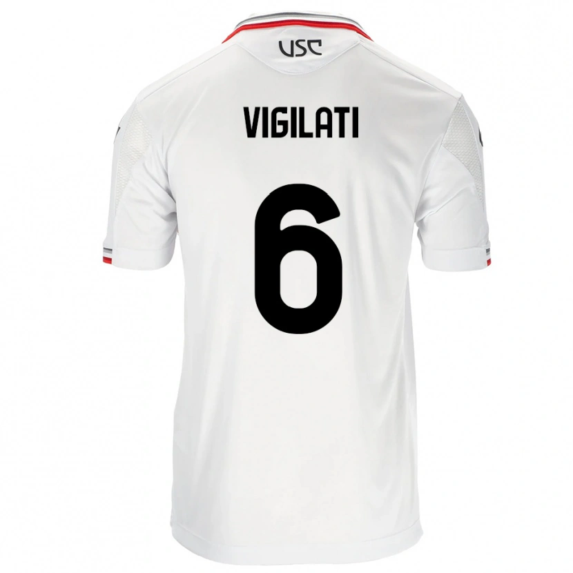 Danxen Hombre Camiseta Tommaso Vigilati #6 Blanco Rojo 2ª Equipación 2025/26 La Camisa