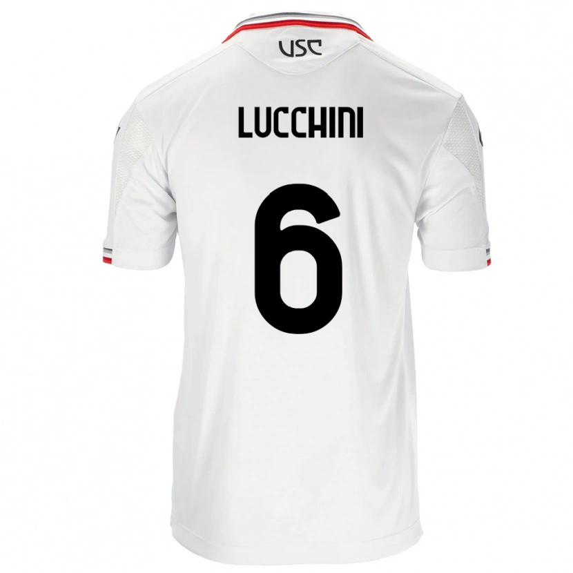 Danxen Hombre Camiseta Matteo Lucchini #6 Blanco Rojo 2ª Equipación 2025/26 La Camisa