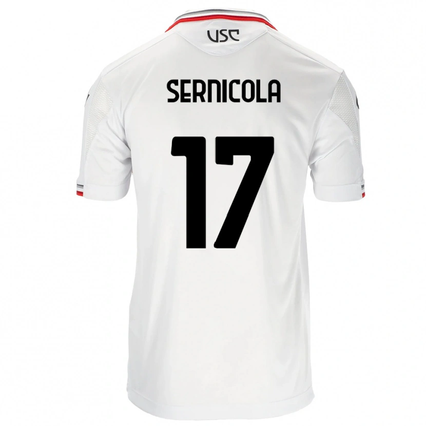 Danxen Hombre Camiseta Leonardo Sernicola #17 Blanco Rojo 2ª Equipación 2025/26 La Camisa