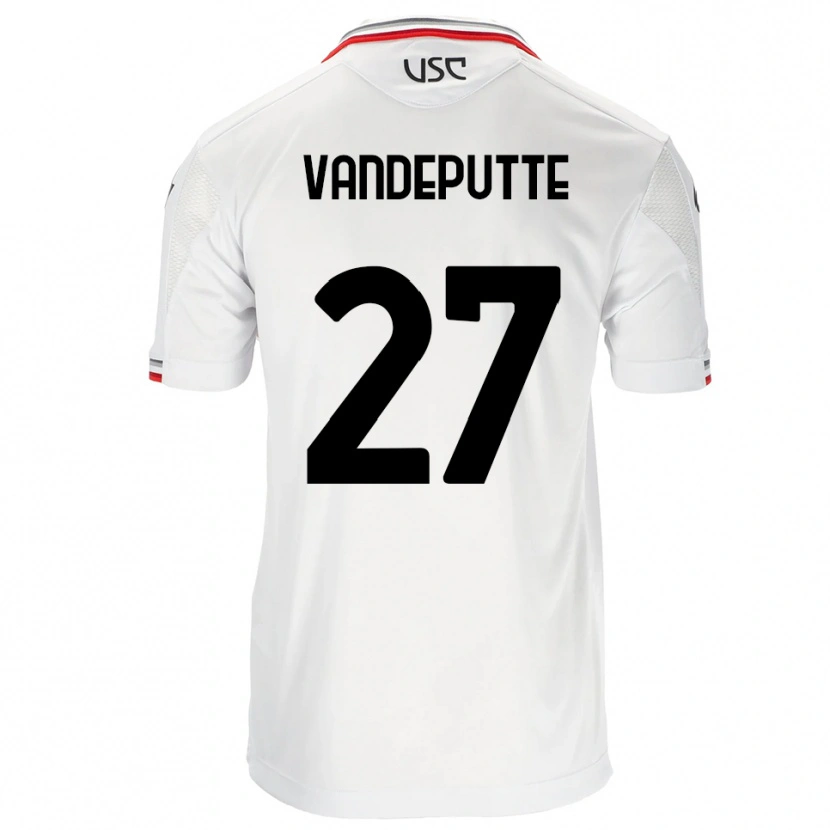 Danxen Hombre Camiseta Jari Vandeputte #27 Blanco Rojo 2ª Equipación 2025/26 La Camisa
