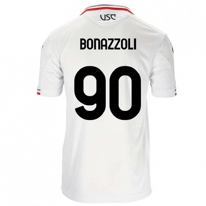 Danxen Hombre Camiseta Federico Bonazzoli #90 Blanco Rojo 2ª Equipación 2025/26 La Camisa