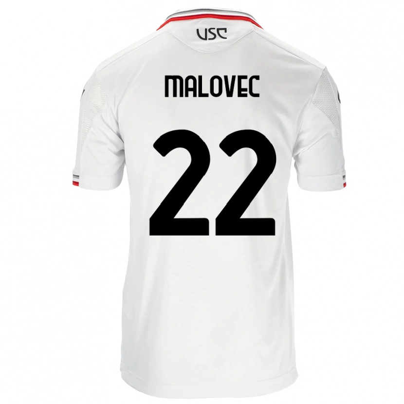 Danxen Hombre Camiseta Adrian Malovec #22 Blanco Rojo 2ª Equipación 2025/26 La Camisa