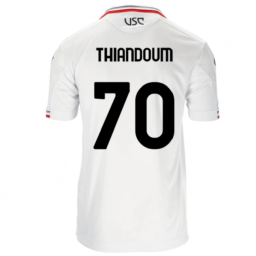 Danxen Hombre Camiseta Omar Thiandoum #70 Blanco Rojo 2ª Equipación 2025/26 La Camisa