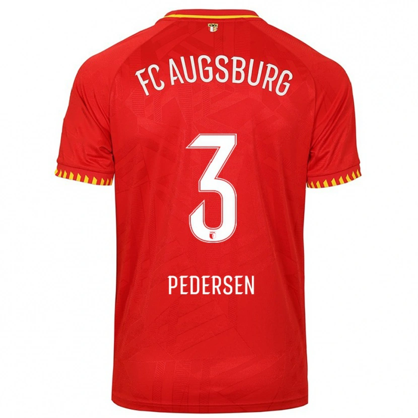 Danxen Hombre Camiseta Mads Pedersen #3 Rojo Amarillo 2ª Equipación 2025/26 La Camisa