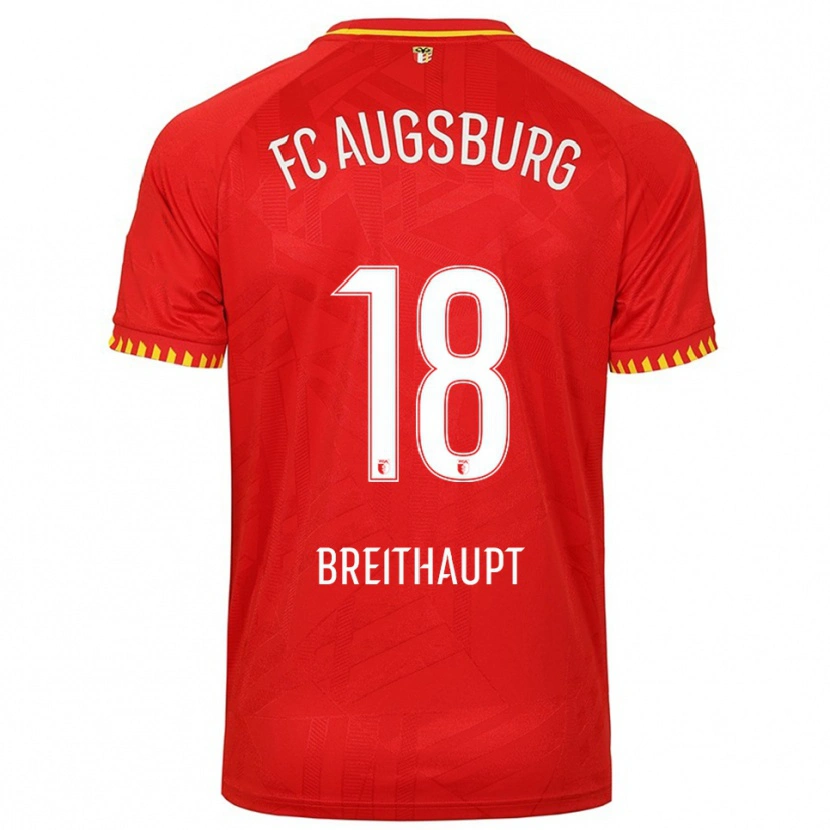 Danxen Hombre Camiseta Tim Breithaupt #18 Rojo Amarillo 2ª Equipación 2025/26 La Camisa