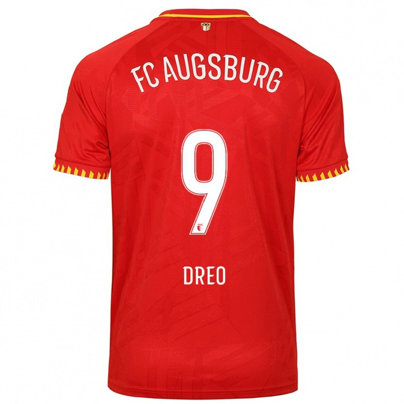 Danxen Hombre Camiseta David Dreo #9 Rojo Amarillo 2ª Equipación 2025/26 La Camisa