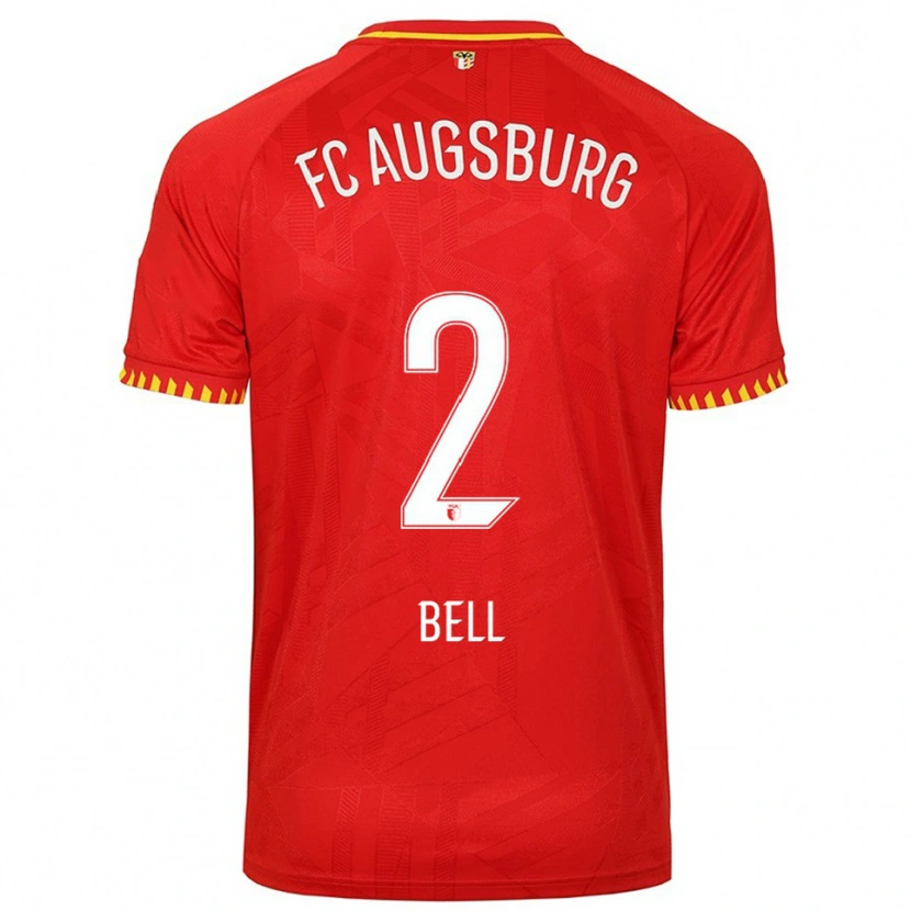 Danxen Hombre Camiseta Julian Bell #2 Rojo Amarillo 2ª Equipación 2025/26 La Camisa