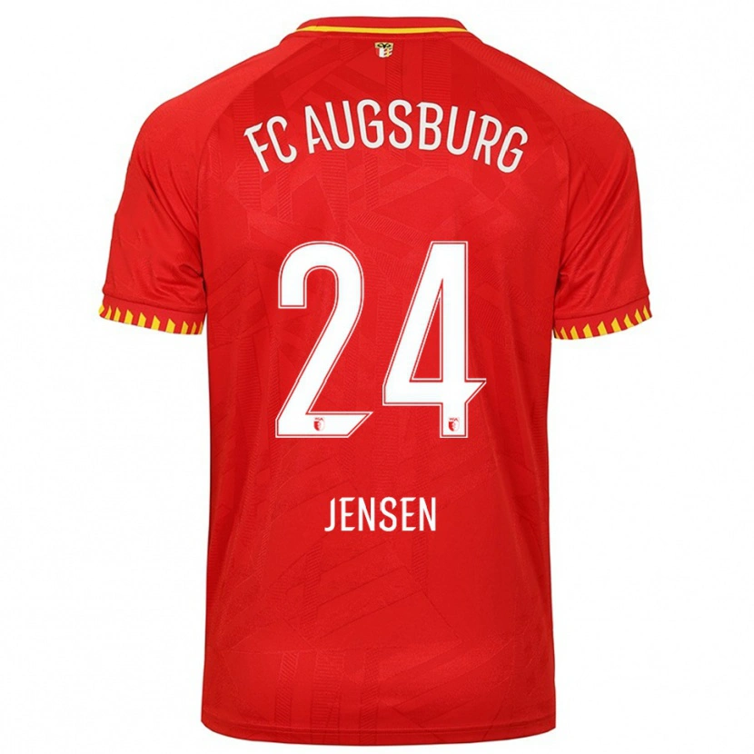 Danxen Hombre Camiseta Fredrik Jensen #24 Rojo Amarillo 2ª Equipación 2025/26 La Camisa