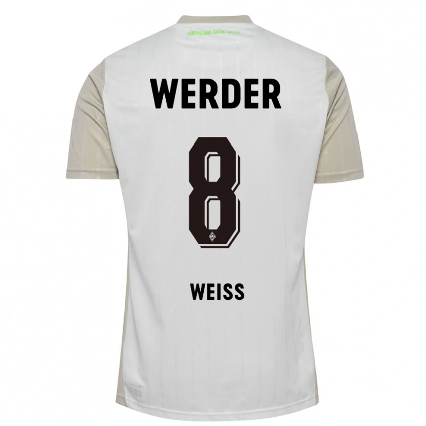 Danxen Hombre Camiseta Michelle Weiss #8 Blanco Negro 2ª Equipación 2025/26 La Camisa
