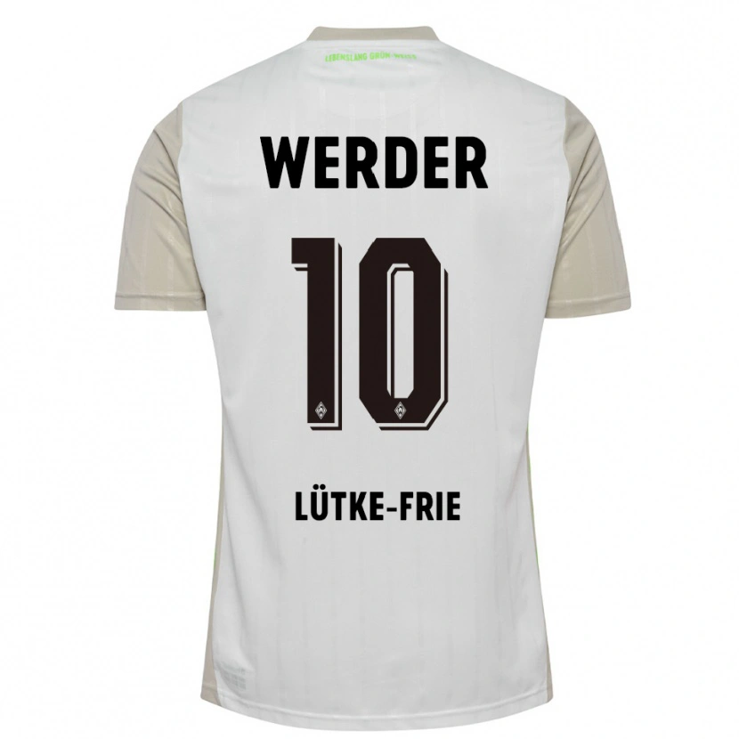 Danxen Hombre Camiseta Dennis Lütke-Frie #10 Blanco Negro 2ª Equipación 2025/26 La Camisa
