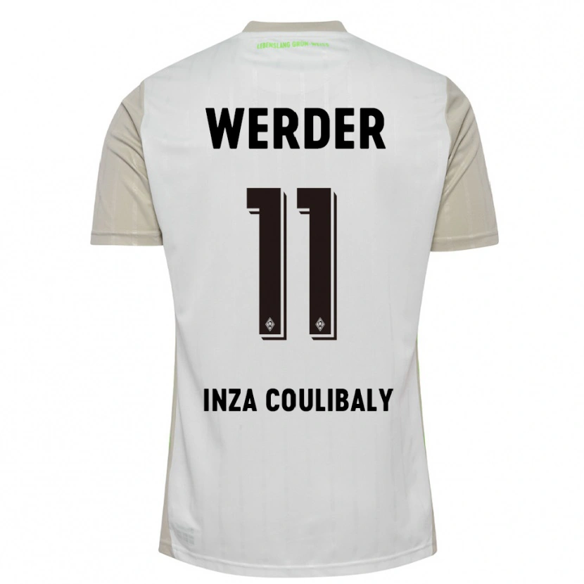 Danxen Hombre Camiseta Ben Inza Coulibaly #11 Blanco Negro 2ª Equipación 2025/26 La Camisa