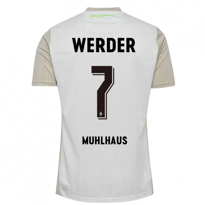 Danxen Hombre Camiseta Larissa Mühlhaus #7 Blanco Negro 2ª Equipación 2025/26 La Camisa