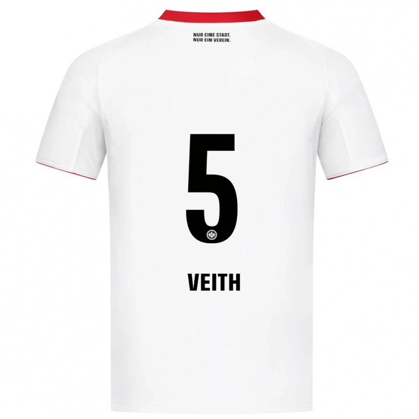 Danxen Hombre Camiseta Titus Veith #5 Blanco Rojo 2ª Equipación 2025/26 La Camisa